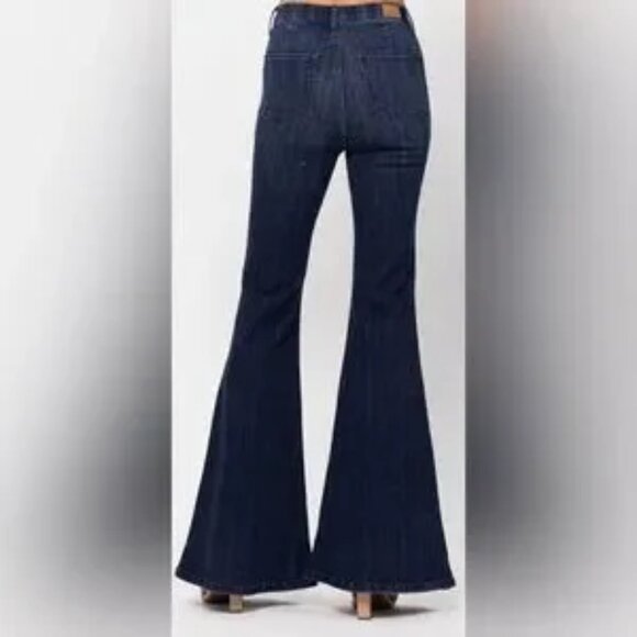 Judy Blue Jeans Pull On Super Flare Boho Hippie Raw Hem Size 11 / 30 #JP88136 - Picture 2 of 14
